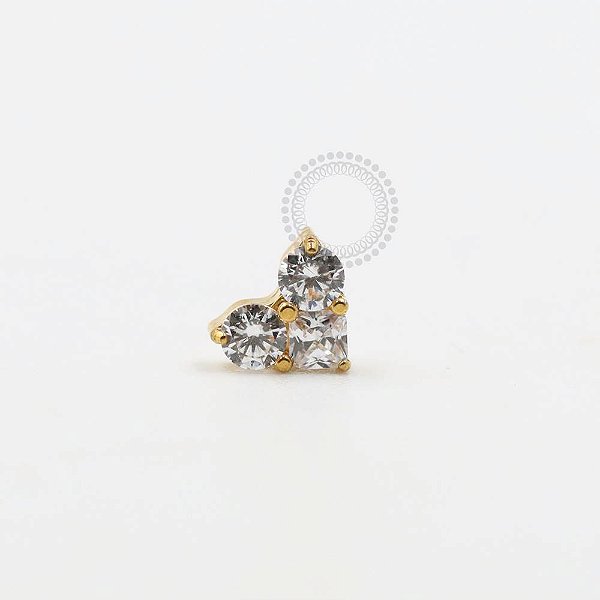 TN966 Topo Coração Zircônia Titânio PVD Gold