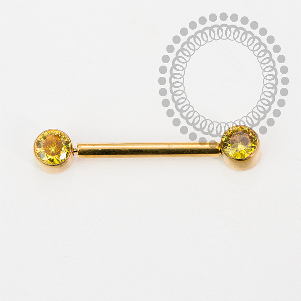 TN2201 Nipple CZ Flat Amarela Push Pin Titânio PVD Gold