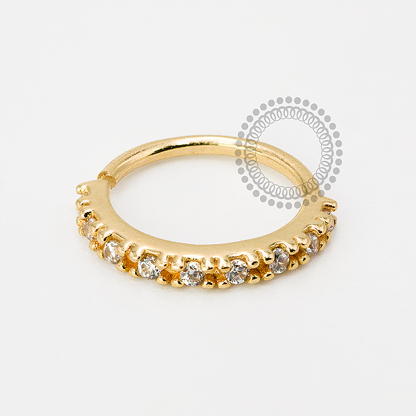 OR102 Argola Cravejada Modelo 4 Ouro 18K