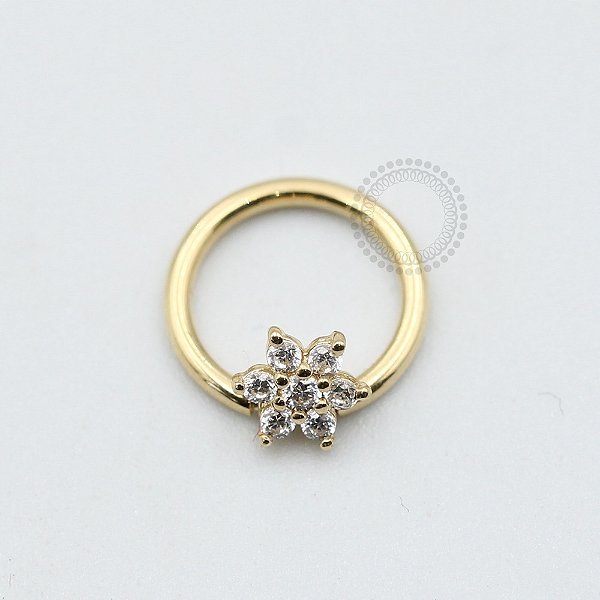OR16 Captive Flor Zirconias Ouro 18K