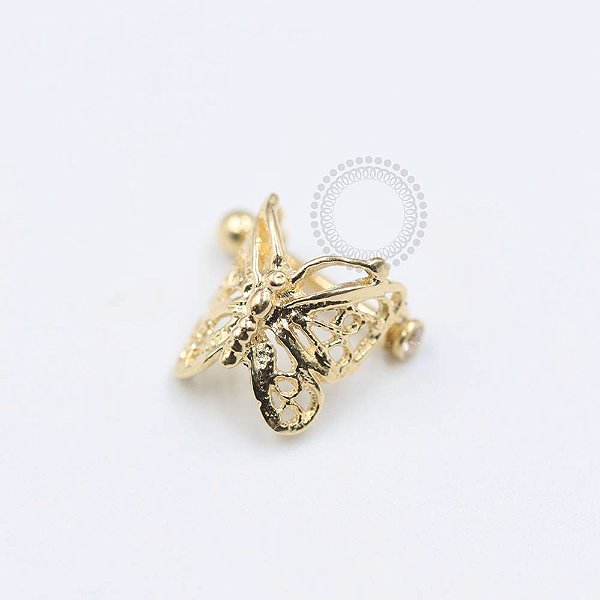 OR42 Argola Borboleta Haste Microbell  Ouro 18K