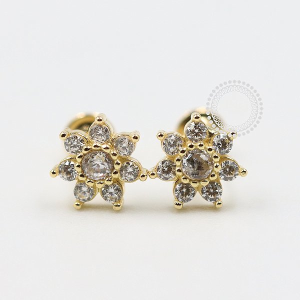 OR54 Brinco Margarida Tarraxa Baby Ouro 18K