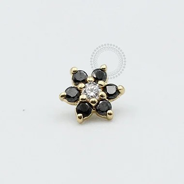 OR17 Topo Flor 6 Pétalas Ouro 18K