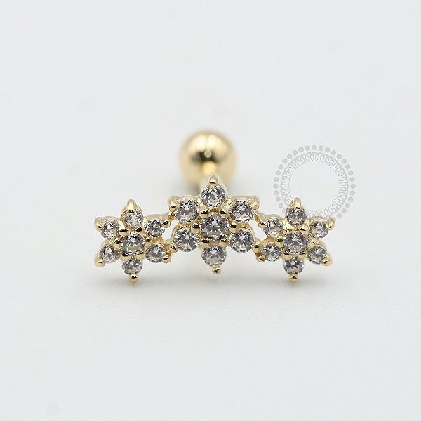 OR25 Microbell Cluster 3 Flores Ouro 18k
