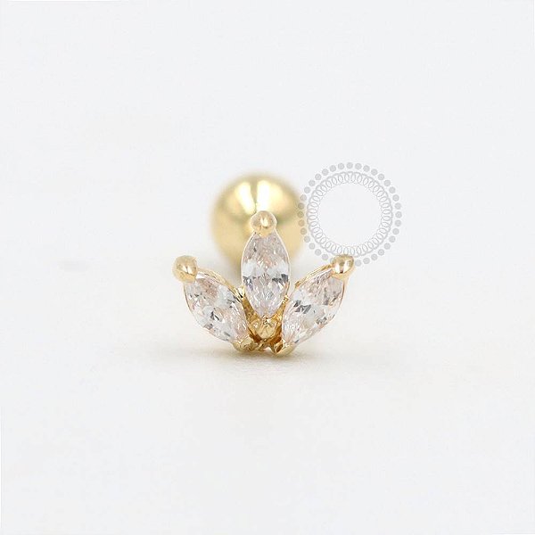 OR37 Microbell Coroa 3 Navetes Ouro 18K
