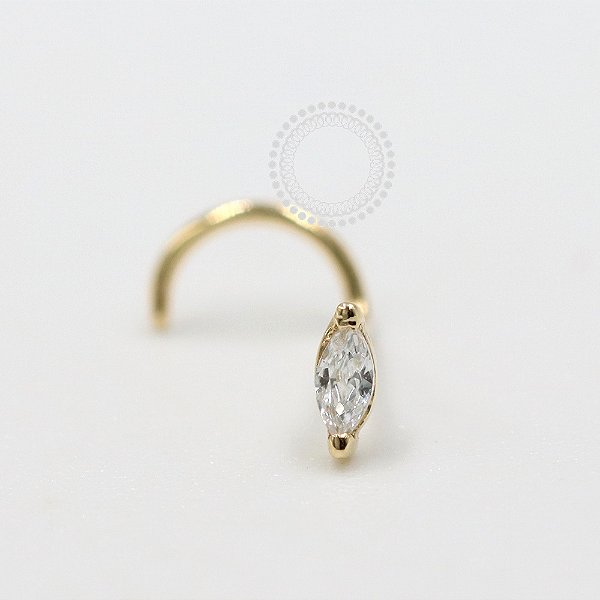OR52 Nostril Zirconia Navete Ouro 18K