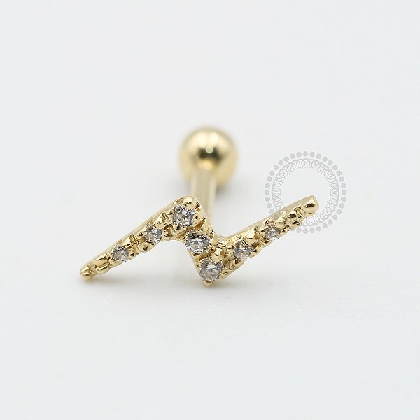 OR79 Microbell Raio Cravejado 9 CZ Ouro 18k
