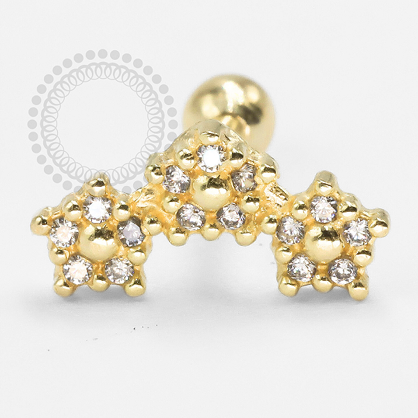 OR84 Microbell Cluster 3 Mini Flores Ouro 18K