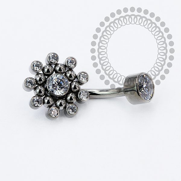 TN2215 Navel Sun Flower CZ Desmontável Titânio ASTM F136