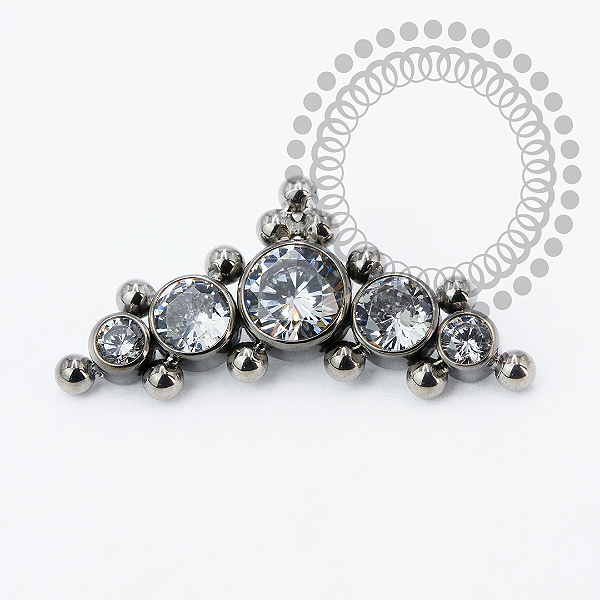 TN2239 Topo Cluster 5 CZ e Esferas 1.6mm Titânio ASTM F136