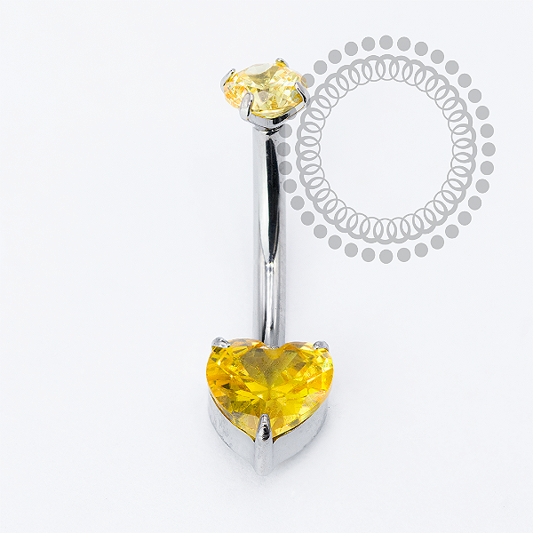 TN2243 Navel Coração CZ Amarelo Titânio ASTM F136