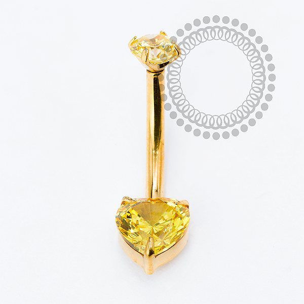 TN2244 Navel Coração CZ Amarelo Titânio PVD Gold