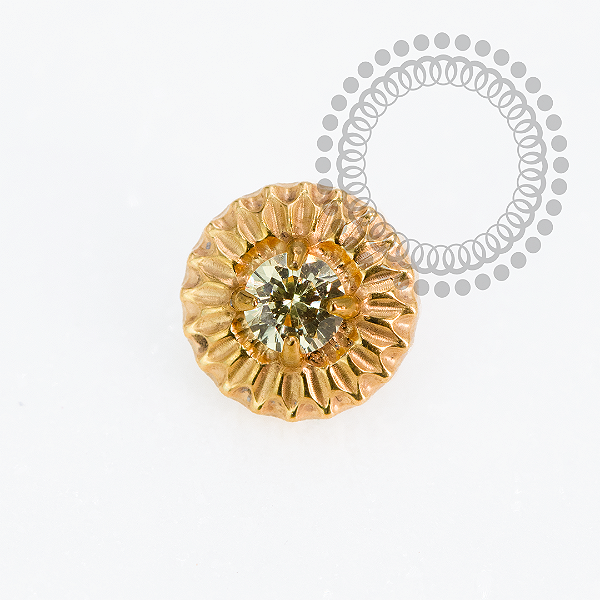 TN2245 Topo Girassol CZ Amarelo Titânio PVD Gold
