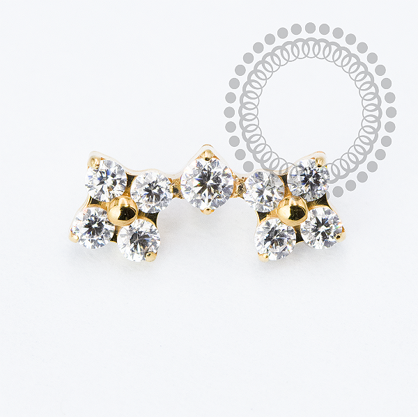 TN2259 Topo Mini Cluster Trinitys e CZ Central Titânio PVD Gold