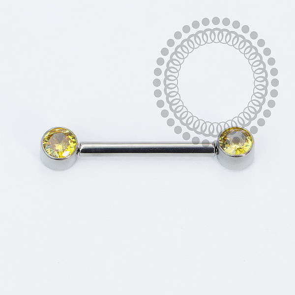 TN2254 Nipple CZ Flat Amarelo Push Pin Unilateral Titânio ASTM F136
