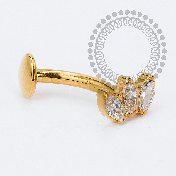 TN2274 Navel Floating Push Pin Navetes Titânio PVD Gold