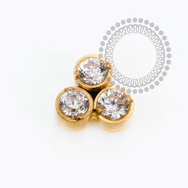 TN2265  Topo Trinity Circular CZ Push Pin Titânio PVD Gold