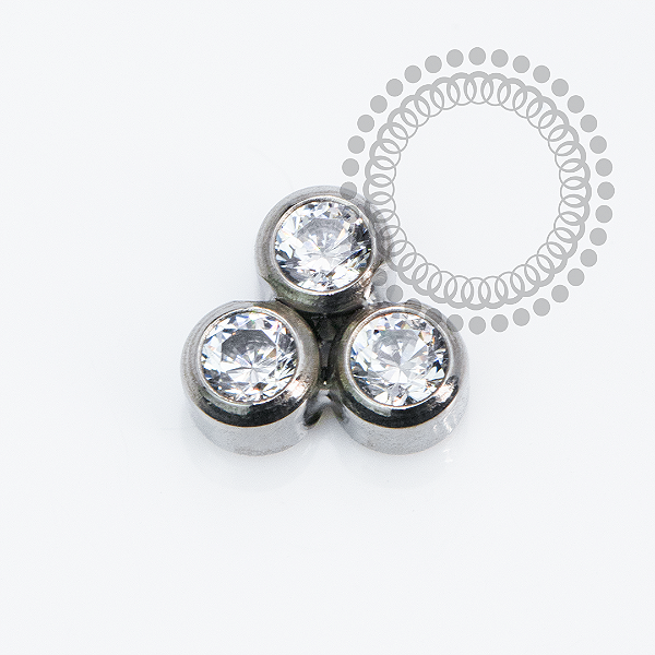 TN2266 Topo Trinity Circular CZ Push Pin Titânio ASTM F136