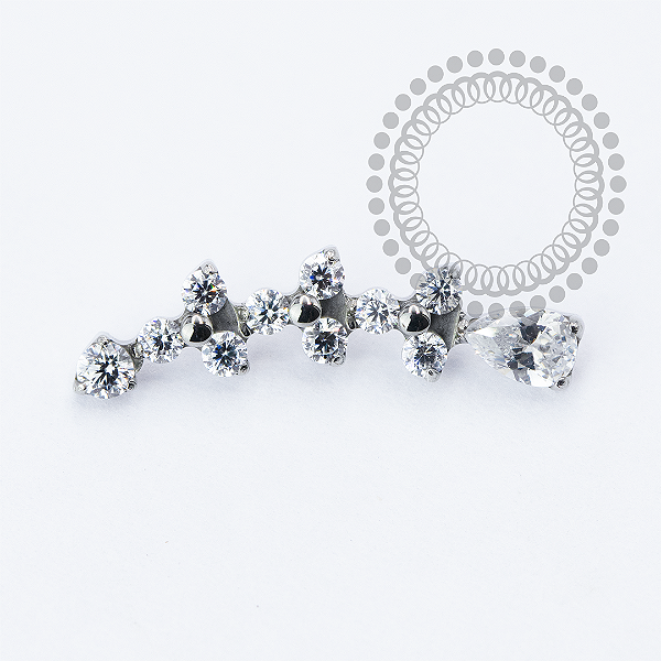 TN2262 Topo Cluster Três Trinitys e CZ Gota Titânio ASTM F136