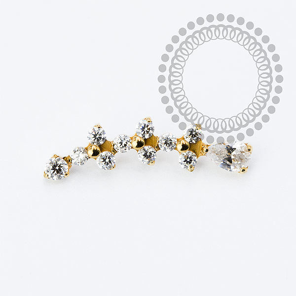 TN2261 Topo Cluster Três Trinitys e CZ Gota Titânio PVD Gold