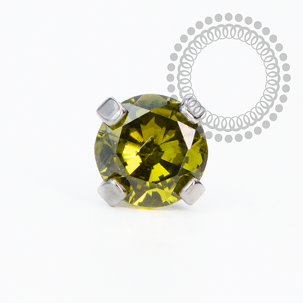 TT70 Topo CZ Peridot ProngSet Push Pin Titânio Mill®
