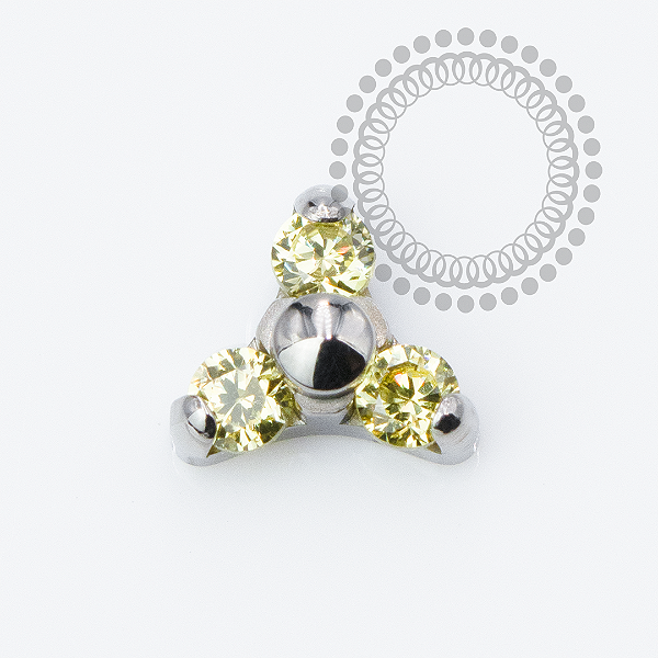 TN2280 Topo Trinity CZ Amarela Push Pin Titânio ASTM F136