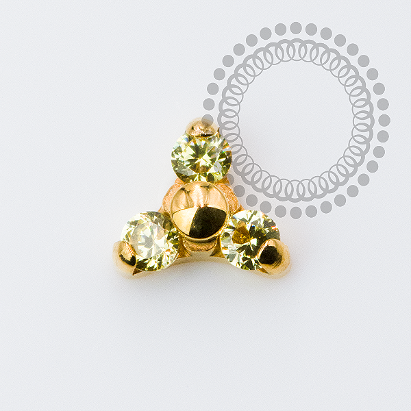 TN2281 Topo Trinity CZ Amarela Push Pin Titânio PVD Gold