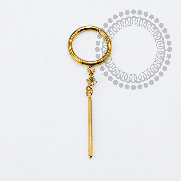 TN2283 Segmento 8mm Ping. CZ Barra Titânio PVD Gold