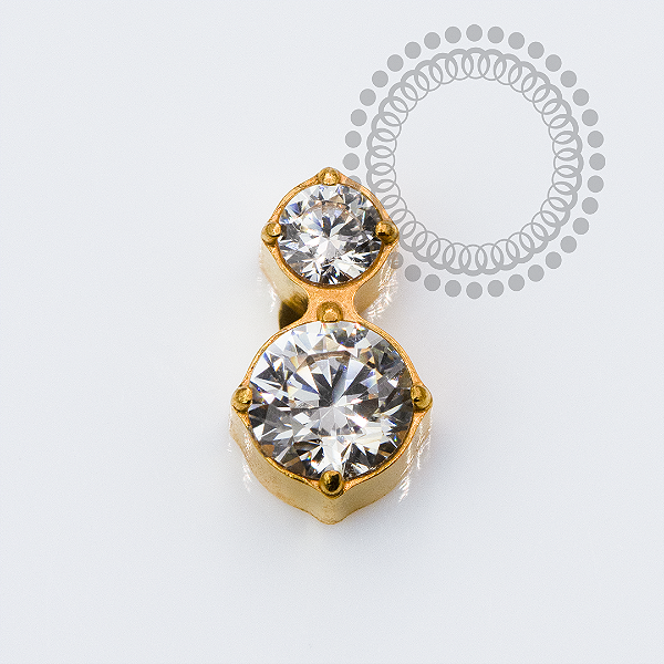 TN2290 Topo 2 CZ Cristal Titânio PVD Gold