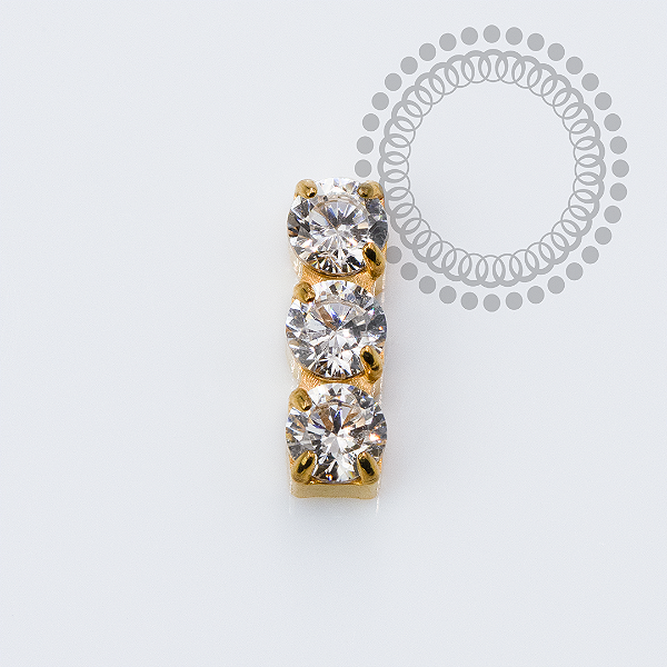 TN2297 Topo Barrinha 3 CZ Titânio PVD Gold