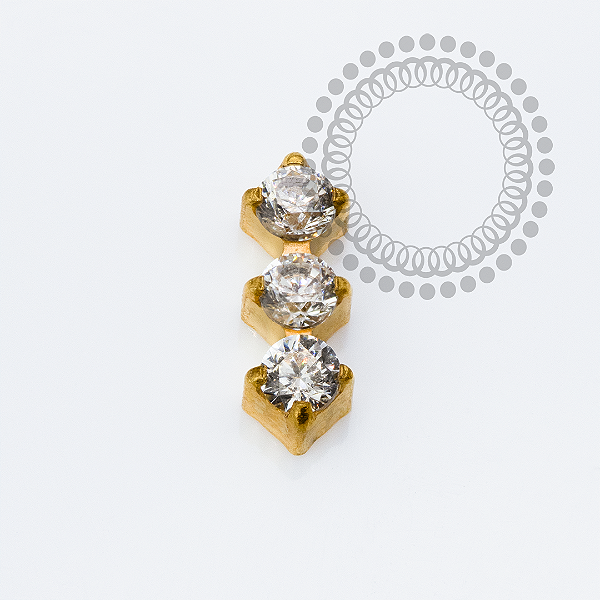 TN2303 Topo Micro Cluster 3 CZ Titânio PVD Gold