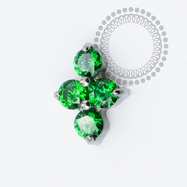 TN2304 Topo Mini Clover CZ Verde Push Pin Titânio ASTM F136