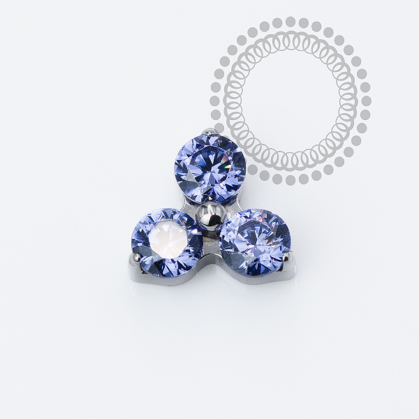TN2311 Topo Trinity Lux Tanzanite Push Pin Titânio ASTM F136