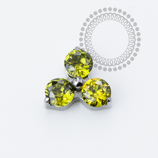 TN2313 Topo Trinity Lux Peridot Push Pin Titânio ASTM F136