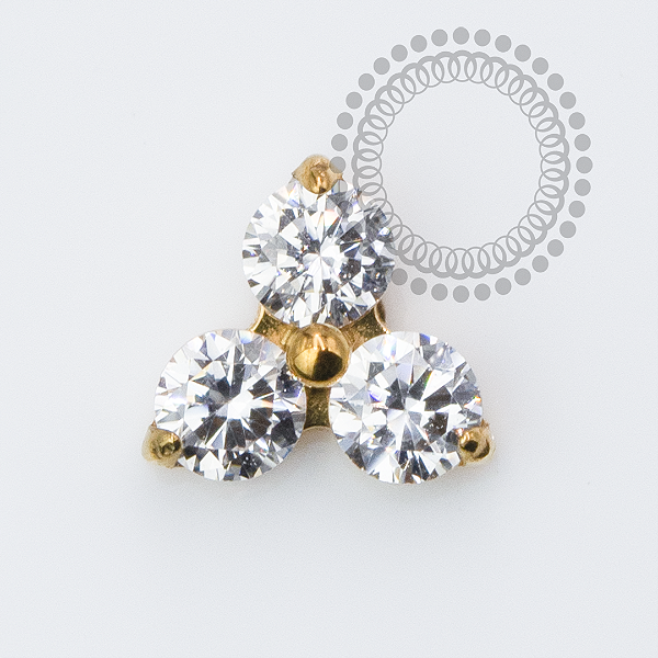 TN2319 Topo Trinity Lux Cristal Push Pin Titânio PVD Gold