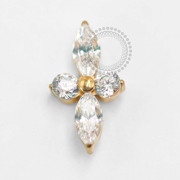 TN2332 Topo Piercing Mini Astra CZ Titânio PVD Gold