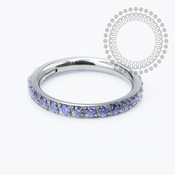 TN2341 Segmento Cravejado CZ Violeta Titânio ASTM F136