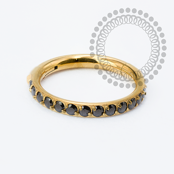 TN2335 Segmento Cravejado CZ  Black Titânio PVD Gold