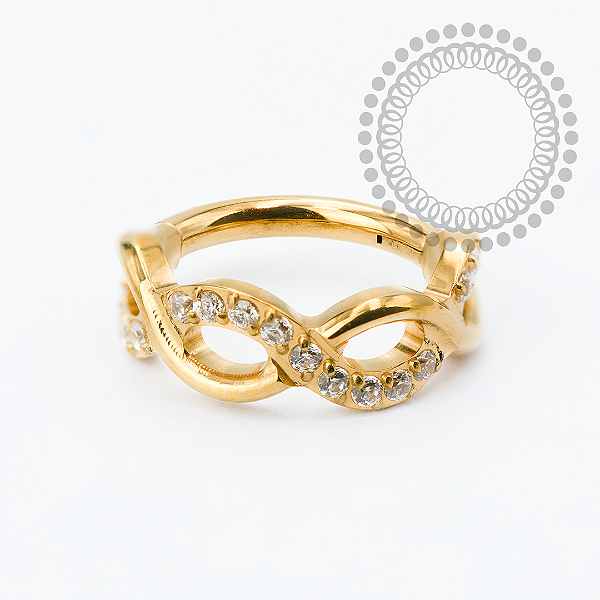 TN2337 Segmento Infinito CZ Titânio PVD Gold