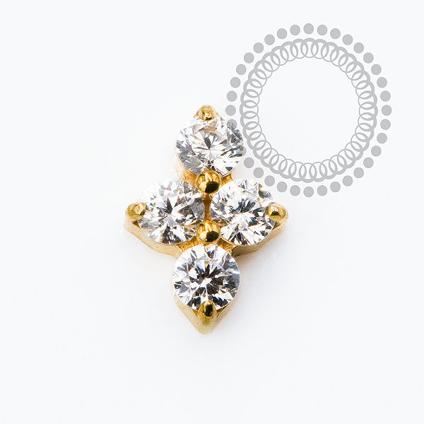 TN2342 Topo Mini Clover CZ Cristal Titânio PVD Gold