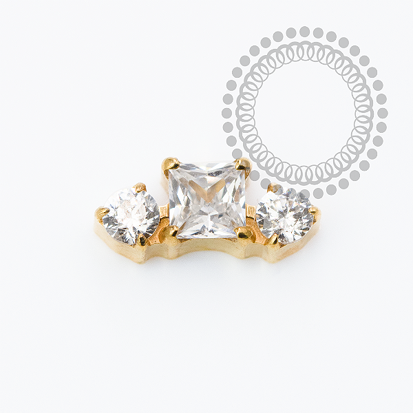 TN2343  Topo Mini Cluster 1 CZ Quadrada Titânio PVD Gold