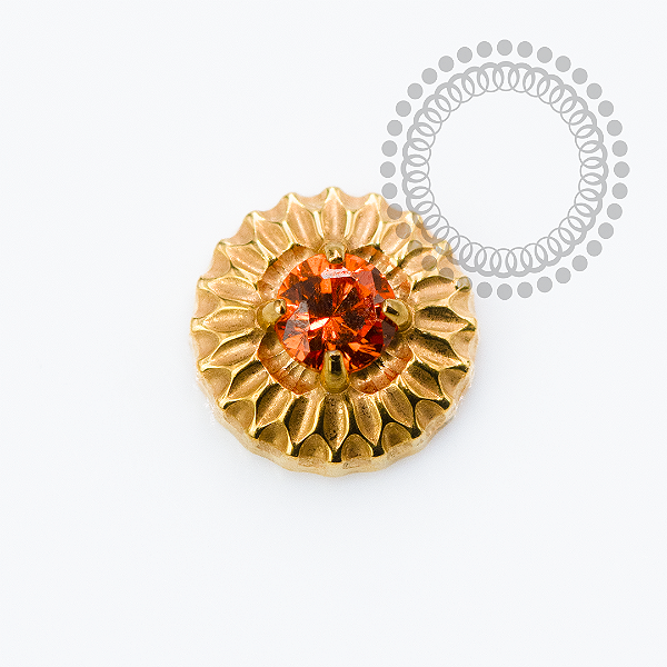 TN2367 Topo Girassol CZ Laranja Titânio PVD Gold