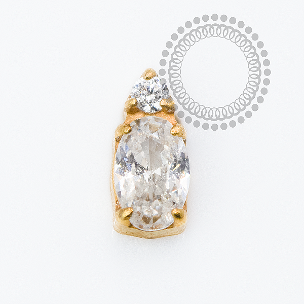 TN2348 Topo Mini Zirconia  Oval Titânio PVD Gold