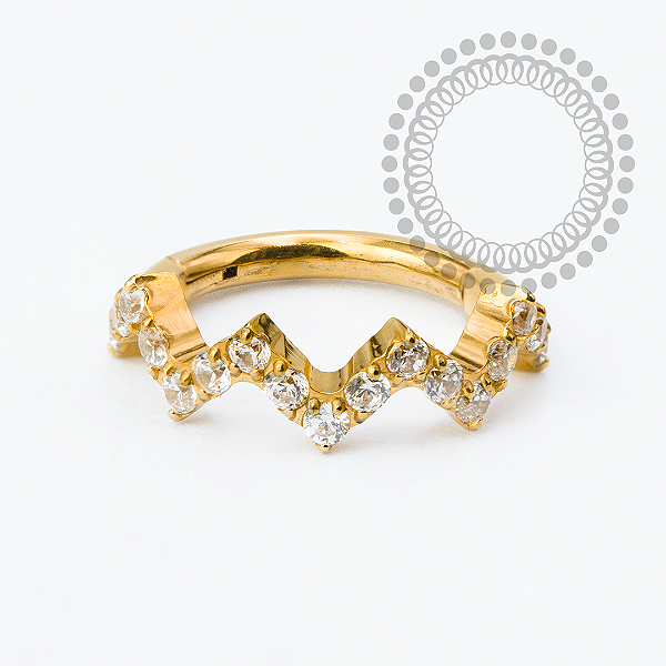 TN2340 Segmento Wave CZ Titânio PVD Gold