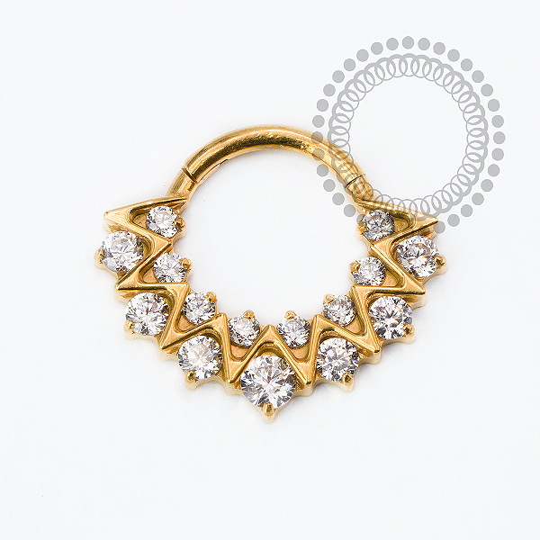 TN2468 Segmento CZ Luxo Frontal Titânio PVD Gold