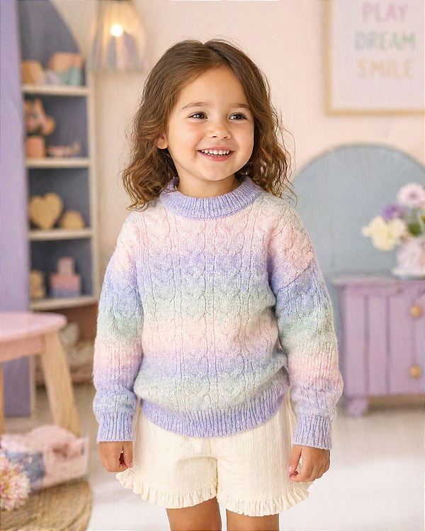 Blusa Infantil Tricot Degradê Candy Colors