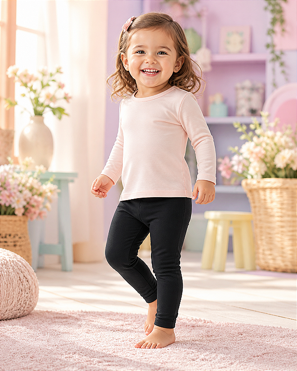 Calça Legging Infantil Preta Básica