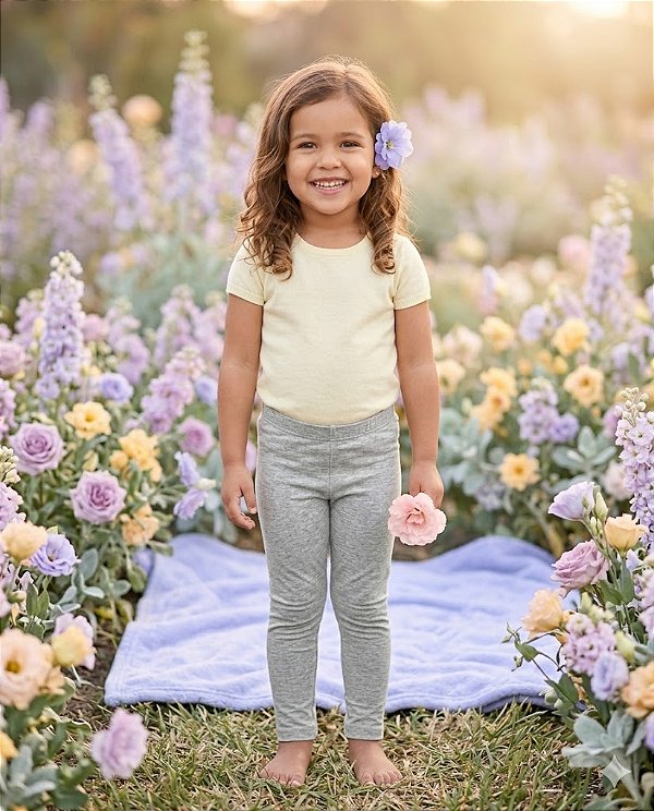Calça Legging Infantil Cinza Claro Básica