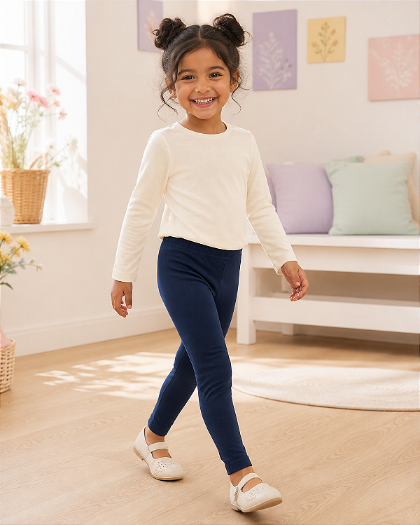 Calça Legging Infantil Azul Básica