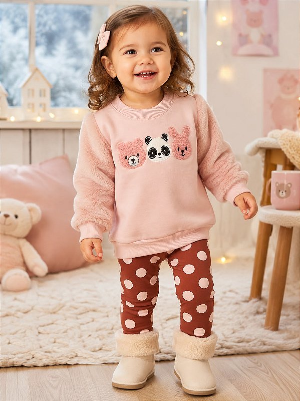 Conjunto Infantil Feminino Kyly Soft Rosa